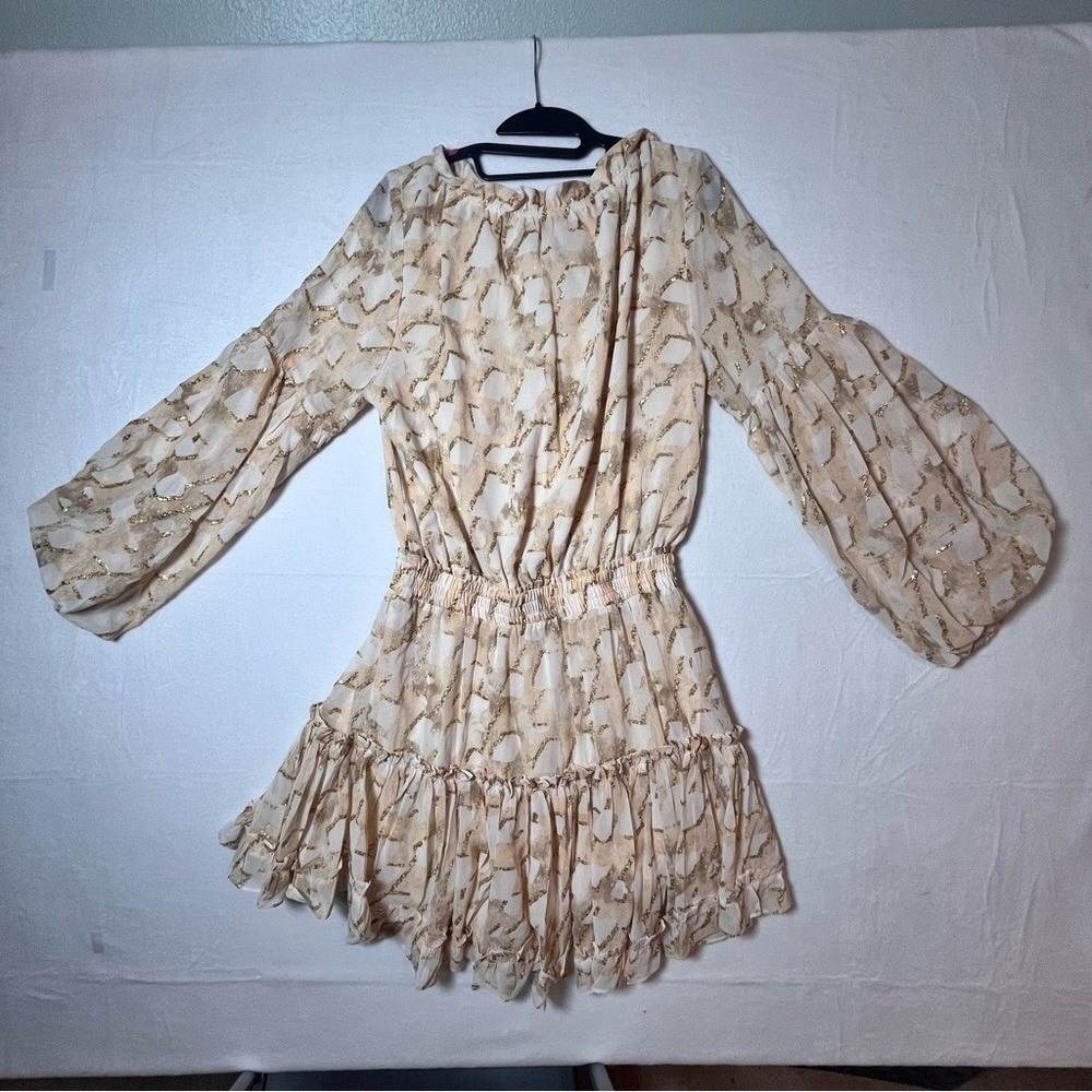 Buddy Love Cream and Gold Mini Dress Country Western style in Rodeo stretchy MD. - Picture 15 of 16